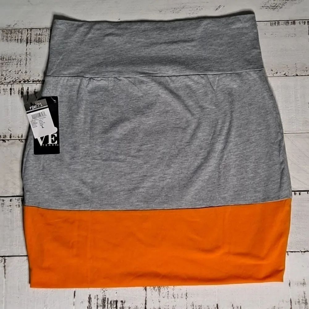 Rue 21 Love Tease Bodycon Miniskirt Grey Orange Large (Junior)